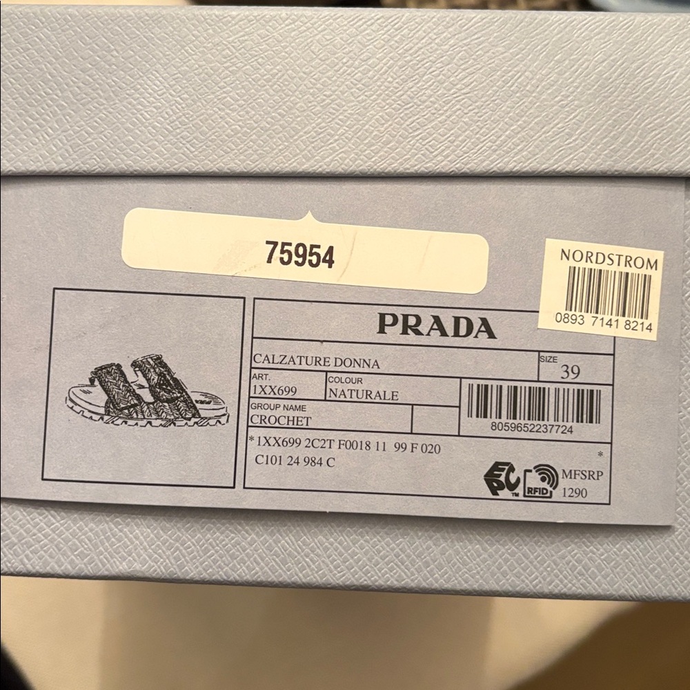 Authentic Prada Fussbett Raffia Double Band Slide Sandal Natural New 9 US 39 EU - Picture 13 of 13